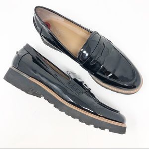 FRANCO SARTO BLACK PATENT CEDRA LOAFER SHOES